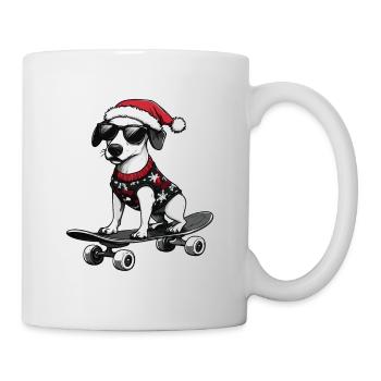 Whippet Chien Planche à roulettes de Noël - Mug blanc - blanc - Droite