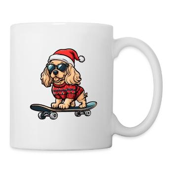 Cocker Spaniel Chien Noël Skateboard - Mug blanc - blanc - Droite