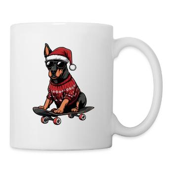 Doberman Dog Christmas Skateboard - Mug - white - Right