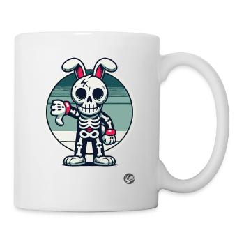 Creepy skeleton bunny with thumbs down - Mug - white - Right