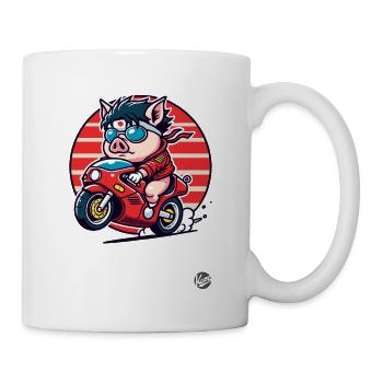 Zombie Brain Pig Motorcycle Revolution - Mug - white - Right