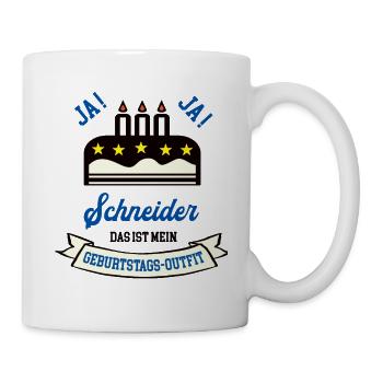 Geburtstag Schneider Schneiderei Azubi Geb - Tasse - Weiß - Rechts