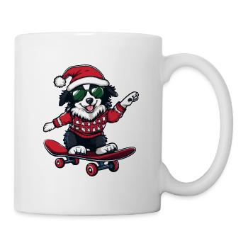 Border Collie Chien Noël Skateboard - Mug blanc - blanc - Droite