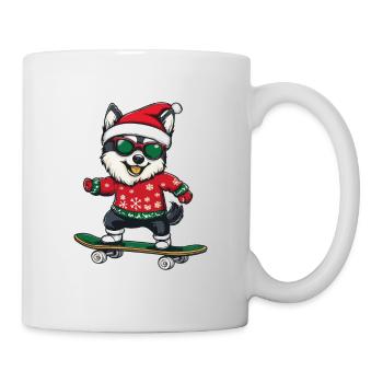 Planche à roulettes de Noël Husky Dog - Mug blanc - blanc - Droite