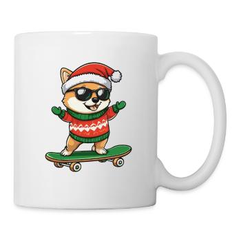 Shiba Inu Chien Noël Skateboard - Mug blanc - blanc - Droite