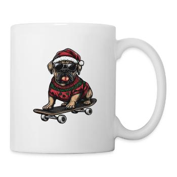 Mastiff Hund Weihnachten Skateboard - Tasse - Weiß - Rechts