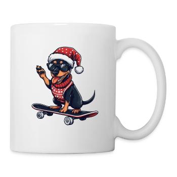 Pinscher Hund Weihnachten Skateboard - Tasse - Weiß - Rechts