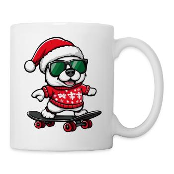 Samojede Hund Weihnachten Skateboard - Tasse - Weiß - Rechts
