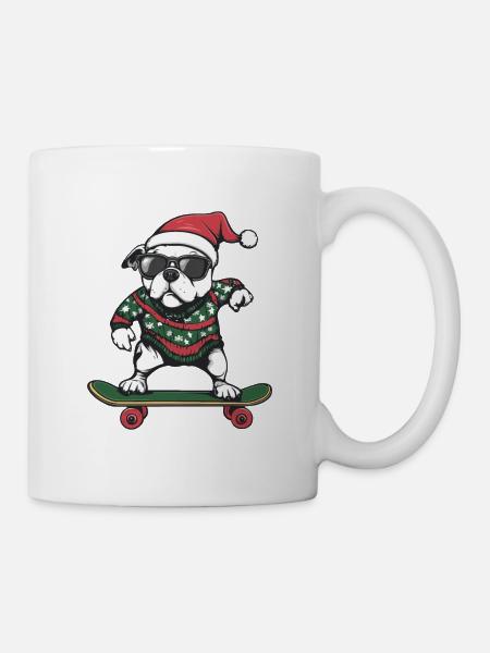 Dogo Argentino Hund Weihnachten Skateboard - Tasse - Weiß