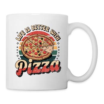 la vie est meilleure avec une pizza - Mug blanc - blanc - Droite