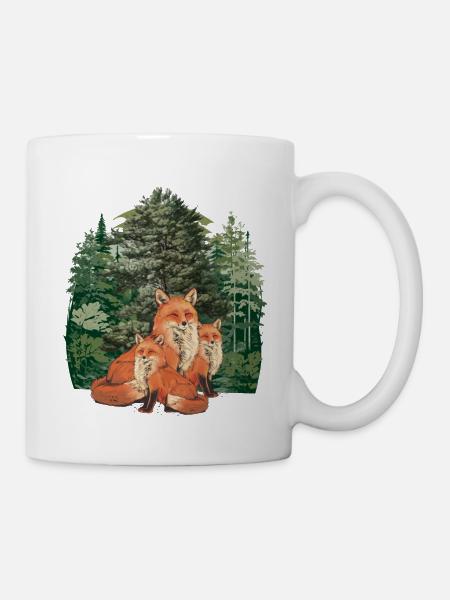 Wald Waldtiere Waldbewohner Fuchs Füchse Natur - Tasse - Weiß