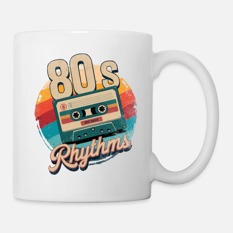 80er Jahre Rhythmus Kassette - Tasse - Weiß