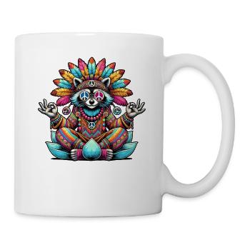 Hippie Waschbär 70er Jahre 1970er 60er Jahre Party - Tasse - Weiß - Rechts