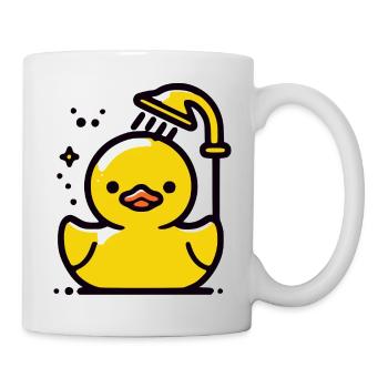 Quietschente gelbe Ente Dusche - Tasse - Weiß - Rechts