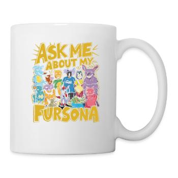 Ask me about my fursona - Mug - white - Right