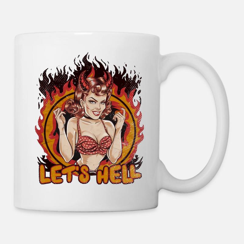 pin up americaine enfer halloween - Mug blanc - blanc