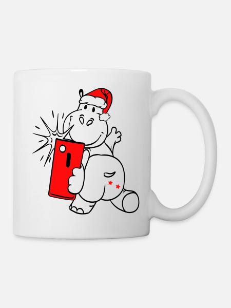 Selfie Hippo - Tasse - Weiß