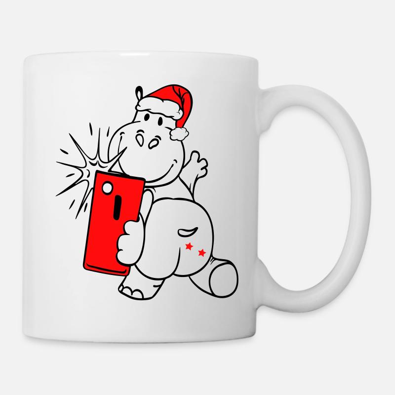 Selfie Hippo - Tasse - Weiß
