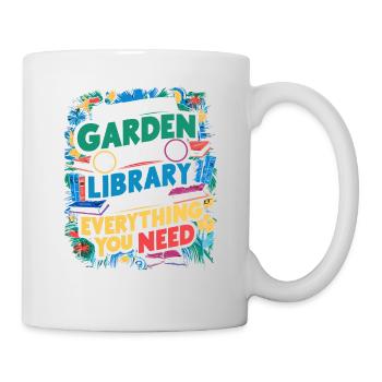 Le jardin et les livres, le vrai bonheur - Mug blanc - blanc - Droite