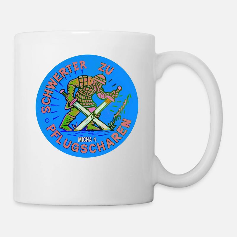Schwerter zu Pflugscharen Bibel Vers Geschenk Idee - Tasse - Weiß