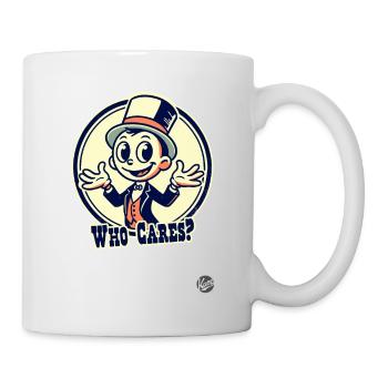 Homme de dessin animé rétro avec un chapeau : qui s’en soucie ? - Mug blanc - blanc - Droite