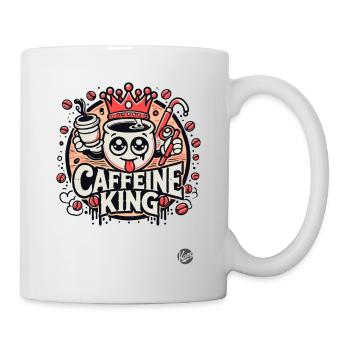 Retro Cartoon-Kaffeetasse: Koffein-König - Tasse - Weiß - Rechts
