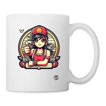Pouce vers le haut Fille de dessin animé - Mug blanc - blanc - Droite