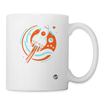 Retro coole Cartoon-Rakete - Tasse - Weiß - Rechts