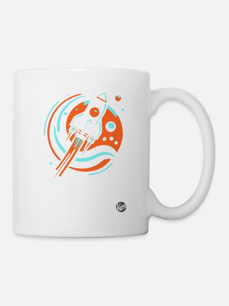 Retro coole Cartoon-Rakete - Tasse - Weiß