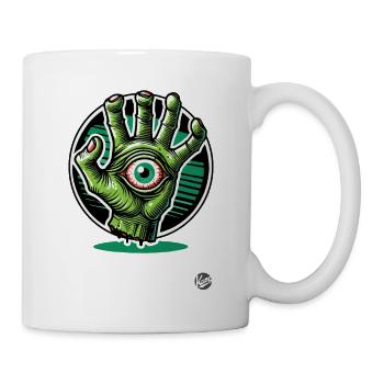 Grüne Zombie-Mutanten-Hand mit Auge - Tasse - Weiß - Rechts