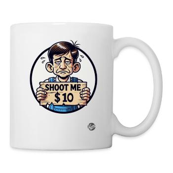 Parodie : en salopette, Shoot Me pour 10 $ - Mug blanc - blanc - Droite