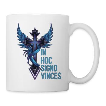 In Hoc Signo Vinces - Winged Cross Symbol Design - Mug - white - Right