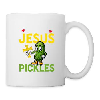 I Love Jesus & Pickles Cucumber Vegan Pickle - Tasse - Weiß - Rechts