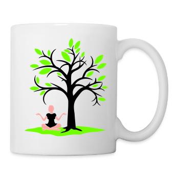 Méditation Sous l’arbre Forêt Transe Femme Médite - Mug blanc - blanc - Droite
