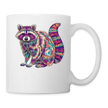 Psychedelic Raccoon Rainbow Colors Fractal Art - Mug - white - Right
