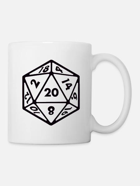 Würfel D20 W20 Tabletop RPG Pen and Paper - Tasse - Weiß