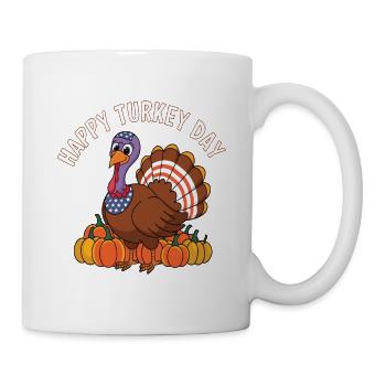 Lustiger Thanksgiving Truthahn - Tasse - Weiß - Rechts
