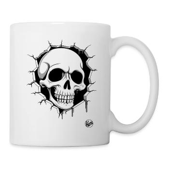 Skull breaking through the wall - Mug - white - Right