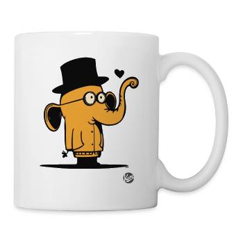 Niedlicher orangener Cartoon Elefant Design - Tasse - Weiß - Rechts