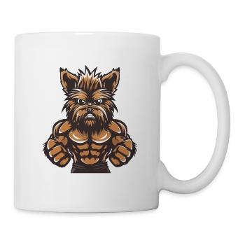 Yorkshire Terrier Hund Muskeln Fitness - Tasse - Weiß - Rechts