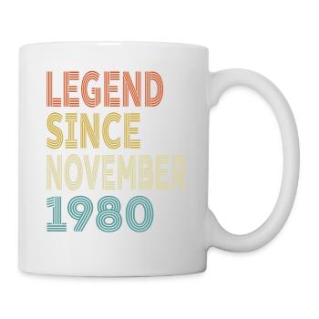 Vintage-Legende seit November 1980, 44. Geburtstag - Tasse - Weiß - Rechts