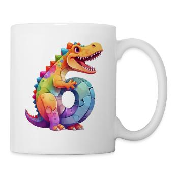 DINO 6 ANS DINOSAURE NUMÉRO 6E ANNIVERSAIRE - Mug blanc - blanc - Droite