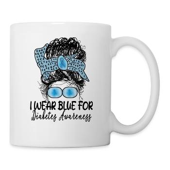 Je porte du bleu pour le chignon de sensibilisation au diabète - Mug blanc - blanc - Droite