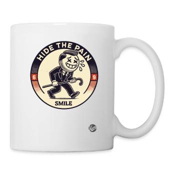 Retro Cartoon: Versteck den Schmerz und Lächle - Tasse - Weiß - Rechts