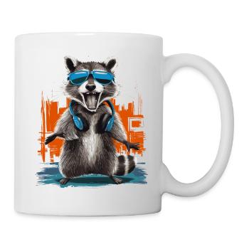 Cool Raccoon with Headphones Urban Music Vibe - Mug - white - Right