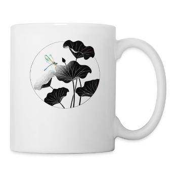 Libelle und Lotusblätter Libellule et Lotus - Mug blanc - blanc - Droite