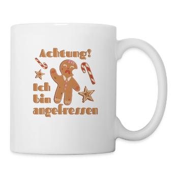 Lustiger Lebkuchen-Männchen Spruch - angefressen - Tasse - Weiß - Rechts