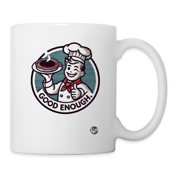 a cook, burnt food thumbs up, good enough - Mug - white - Right