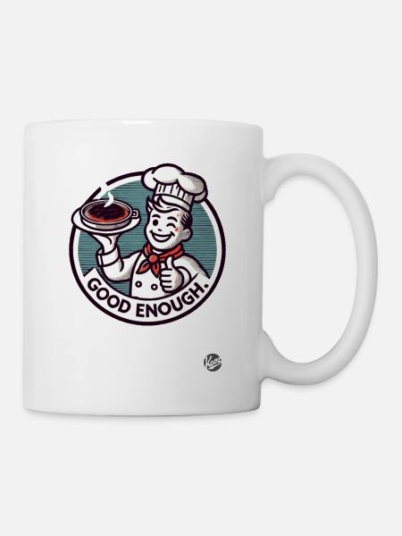ein Koch, verbranntes Essen Daumen Hoch, Gut Genug - Tasse - Weiß