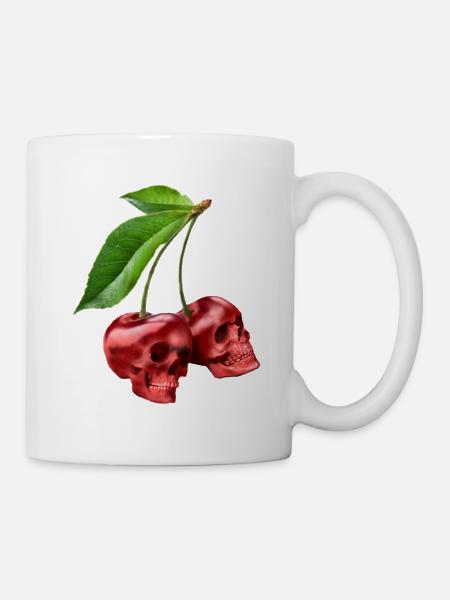 Kirschen Totenköpfe Kirsche Totenschädel - Tasse - Weiß